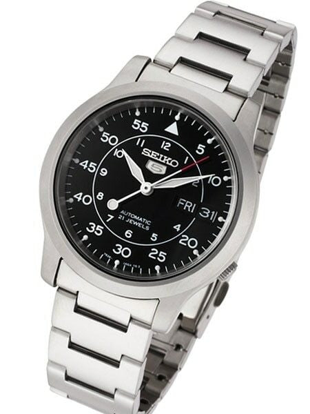 Scratch and Dent - Seiko 5 Military Black Dial Automatic Watch with Bracelet #SNK809K1