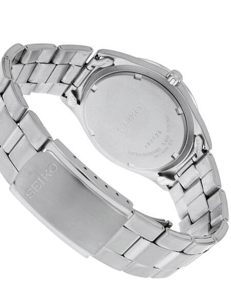 Seiko Quartz Blue Dial Watch with 37mm Titanium Case and Folded Bracelet #SGG709