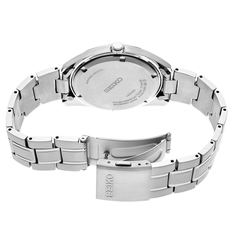 Seiko 40mm Titanium Quartz Watch with Sapphire Crystal and Titanium Bracelet SUR369