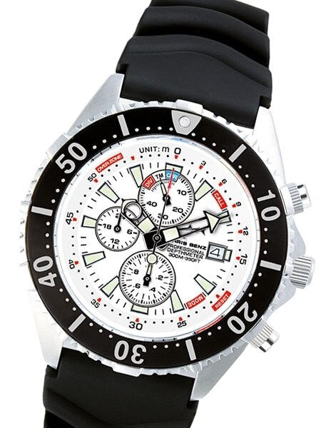 Chris Benz Professional Depthmeter, 300 Meter Dive Watch with Chronograph #CB-C300-W-KBS