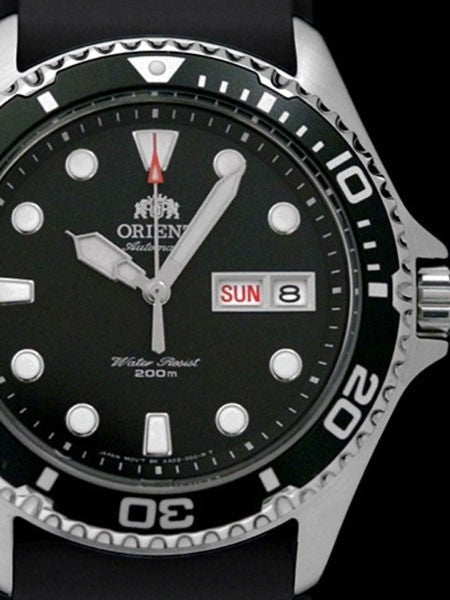 Orient Ray II Black Dial Automatic Dive Watch with Rubber Dive Strap  #AA02007B