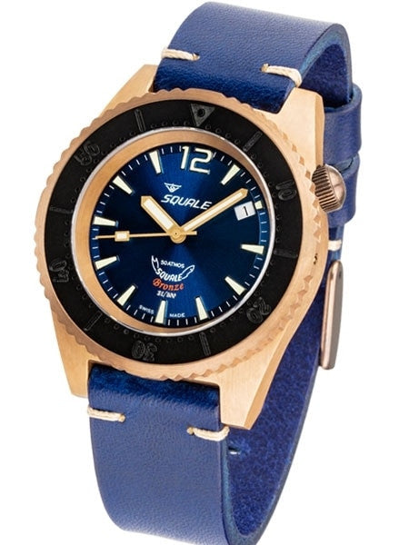 Squale 500 meter Professional Swiss Automatic Dive watch with Bronze Case #1521BR-026-BLU