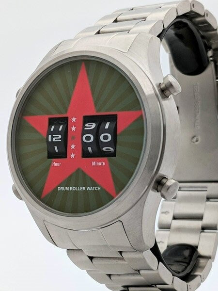 Red Star Quartz Drum Roller Watch with 44mm Case #8395G-A
