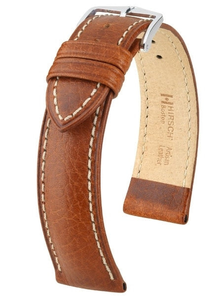 Hirsch Boston Golden Brown High Grain Leather Watch Strap #013020-70