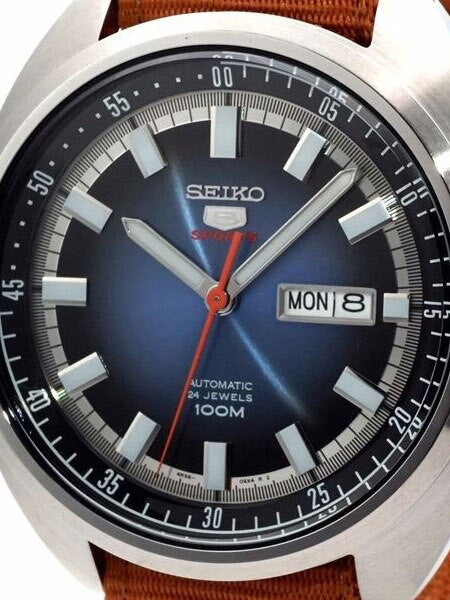 Seiko Sports 5 Automatic 24-Jewel Watch with a 44mm Turtle-Style Case #SRPB21K1