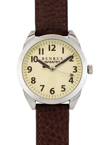 BENRUS 41mm Stainless Steel, Military-Inspired Quartz Infantry Watch #BR021D