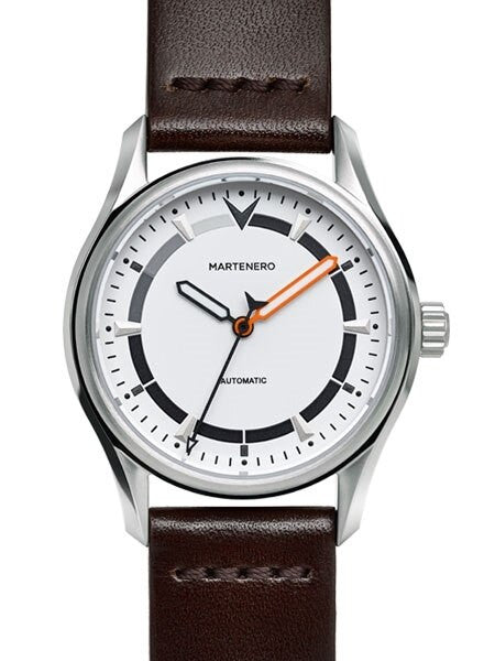 Martenero Founder Automatic Sport Watch with White Dial, Sapphire Crystal #FDR005