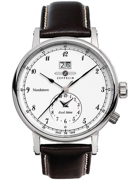 Scratch and Dent - Graf Zeppelin NORDSTERN series, Dual Time Big Date Watch, White Dial #7540-1