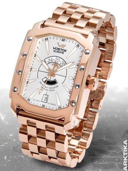 Vostok-Europe Arktika Rose Goldtone Automatic Watch with AM-PM Indicator #3409155B