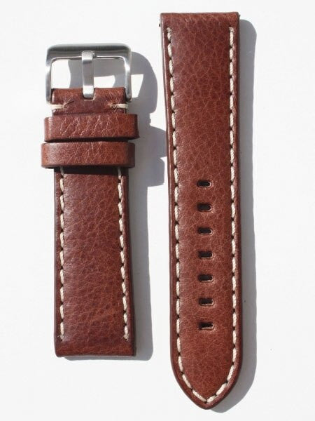 Toscana PANERAI Style Brown Italian Leather Strap with Contrasting Stitching #LBV-98280