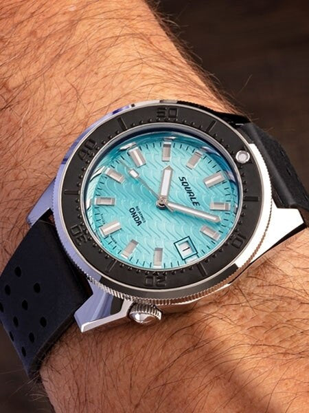 Squale 500 Meter Swiss Made Automatic Dive Watch with Turquoise Wave Dial  #1521-Onda-T