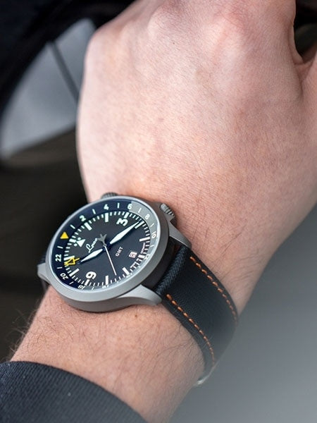 Laco Frankfurt Swiss Automatic GMT Dual-Time Pilot Watch with Double-Dome AR Sapphire Crystal #862120