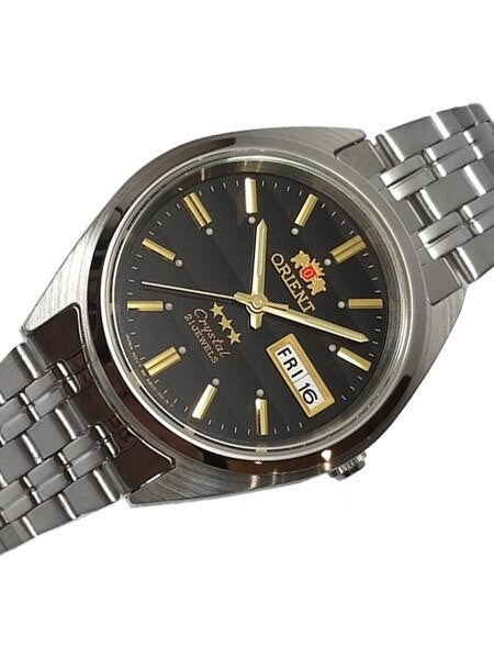 Orient Automatic Watch with Black Dial, Day-Date and SS Bracelet #AB0000DB