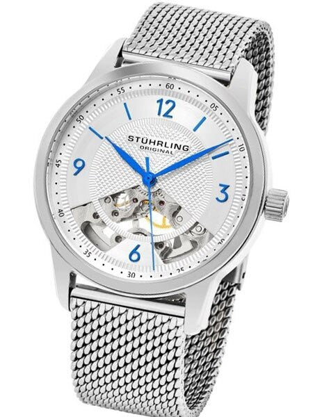 Stuhrling 17-Jewel Mechanical, hand winding watch with 40mm case, Mesh Bracelet #977M.01