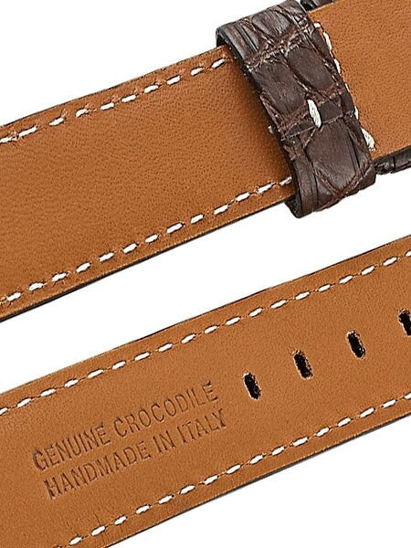 Toscana Dark Brown Genuine Cayman Crocodile Watch Strap with Leather Lining #GR-90002