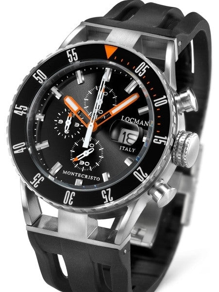 Locman Montecristo 200 Meter Quartz Chronograph Dive Watch with 44mm Case #512BKORBK