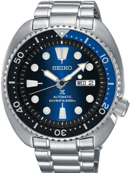 Seiko Turtle Prospex Automatic Dive Watch with Radiant Blue Dial and Stainless Steel Bracelet #SRPC25K1