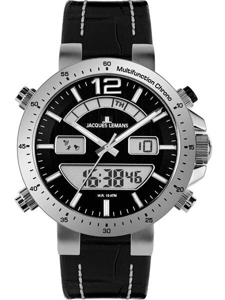 Jacques Lemans Milano 46MM Analog-Digital Chronograph Alarm Watch #1-1713A