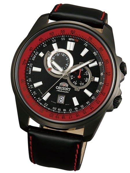 Orient Apex 21-Jewel Automatic Sport Watch with 24-Hour Sub-Dial, Black PVD Case #ET0Q001B