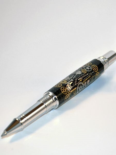 Artisan Crafted Collectable Pen made with a Breitling dial and assorted gears, cogs, screws and bridges #WPP302RB