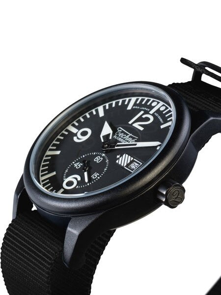 Techne Harrier Aviator Quartz Watch with 41mm Black Aluminum Case  #386.123