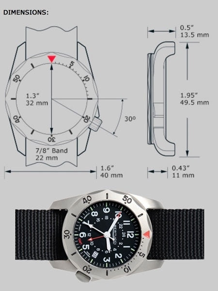 Bertucci A-2TR Vintage GMT Titanium, Swiss Quartz Watch #12117
