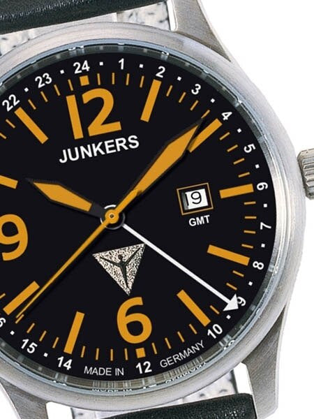 Junkers G-38 Aviator GMT Titanium Watch with Orange Hands and Numbers #6278-5