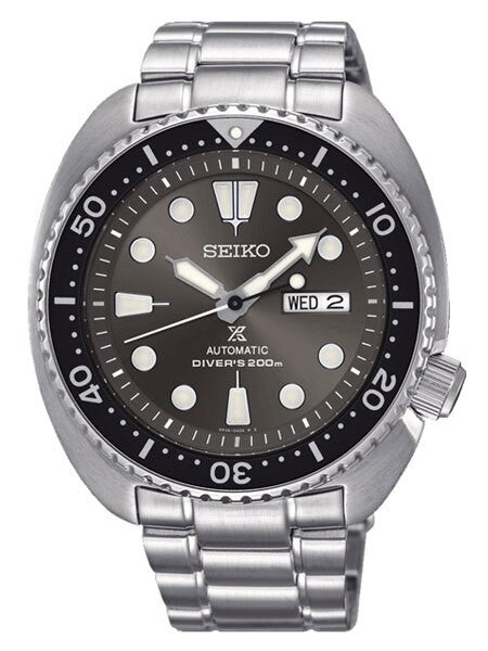 Seiko Turtle Prospex Automatic Dive Watch with Radiant Grey Dial and Stainless Steel Bracelet #SRPC23J1