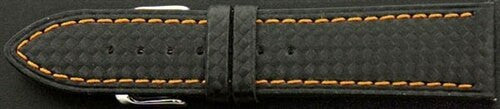Black Carbon Fiber Style with Heavy Padding, Orange Contrast Stitching #EBV-WS-OR
