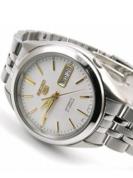 Seiko 5 Automatic White Dial Watch with Stainless Steel Bracelet #SNKL17