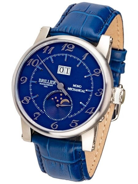 Brillier 43mm Klassique Mono (single hand) Automatic Watch with Moonphase, Big Date #BR-05