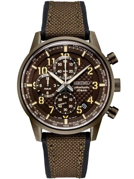Seiko Quartz Chronograph with Stop-Watch and 12-hour Totalizer #SSB371