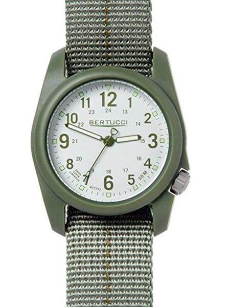 Bertucci DX3 Plus Resin Watch, Dash-Striped Nylon Strap, Off-White Dial #11081