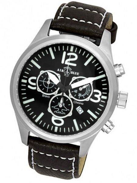 Air Blue Bravo Cockpit Chronograph Pilot Watch with 44mm Case, Sapphire Crystal #BRAVOCHRONOSSCOCKPIT