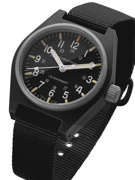 Marathon Swiss Made Quartz Military General Purpose Watch with MaraGlo Green Illumination #WW194009-BK