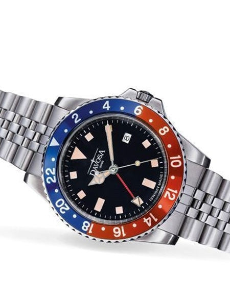 Davosa Vintage-Styled 100-Meter GMT Dual Time Watch with Bracelet #16350090
