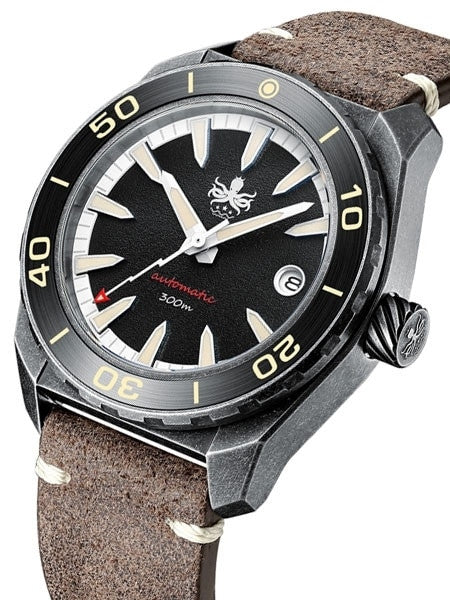 PHOIBOS Black Proteus 300-Meter Automatic Dive Watch with AR Double Dome Sapphire Crystal #PY028C
