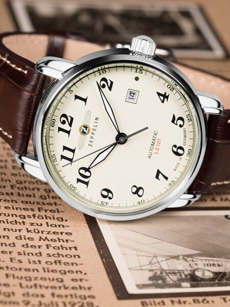 Graf Zeppelin Automatic, Cream Dial with Black Numerals and Date #7656-5