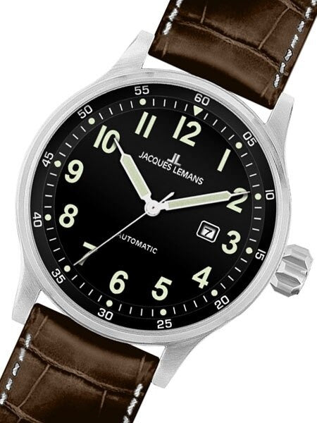 Jacques Lemans 48mm Porto Automatic Watch with a Black Dial #1-1723A
