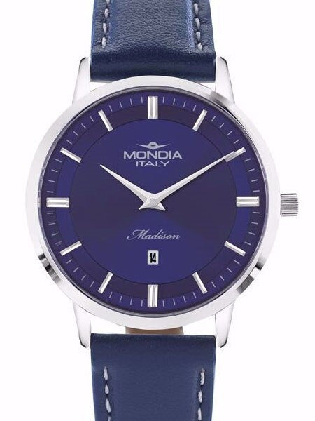 Mondia Women's Madison Quartz Dress Watch with Matching Leather Strap #MI-771-SS-04BLBL-CP