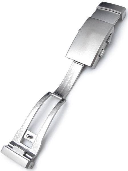 Strapcode Wetsuit Ratchet Buckle Button Control diver extension clasp, Brushed - 18mm #NT-CLASP18-017B