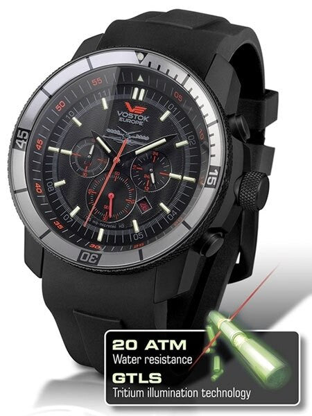 Vostok-Europe Ekranoplan Caspian Sea Monster Tritium Tube Chronograph #5464136
