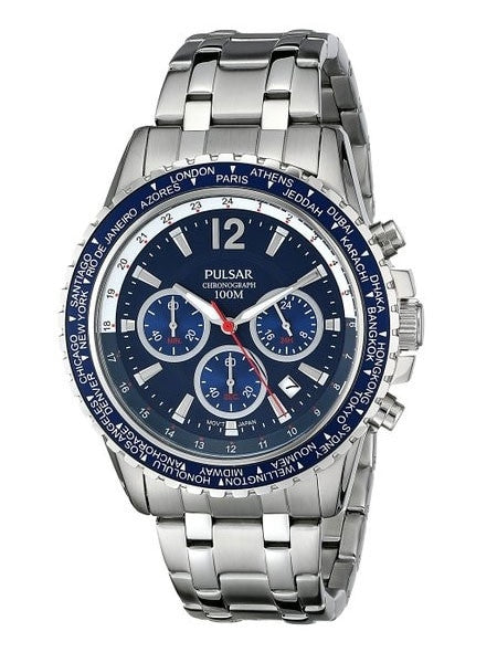 Pulsar Quartz Chronograph Watch with Stopwatch and 24-Hour Sub-Dial #PT3579
