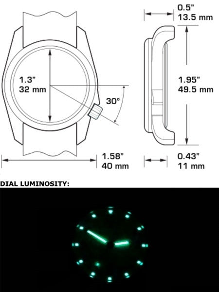 Bertucci DX3 Canvas Polycarbonate Unibody Watch, Spruce Comfort Band, White Dial - 11090
