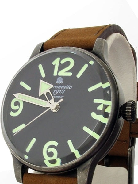 Aeromatic 1912 Retro Styled Panzer Quartz Watch, Aged Patina Case #A1251
