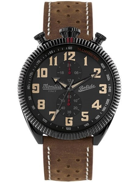 Mondia Vintage-Style Quartz Chronograph Watch, 24-Hour Sub-Dial #MI782BK-01BK-CP