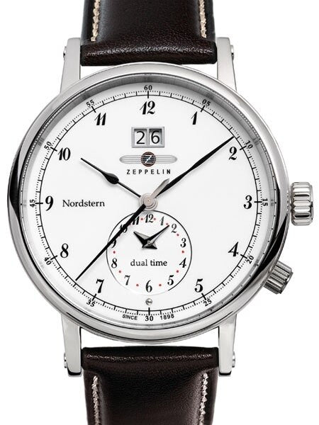 Graf Zeppelin NORDSTERN series, Dual Time Big Date Watch, White Dial #7540-1