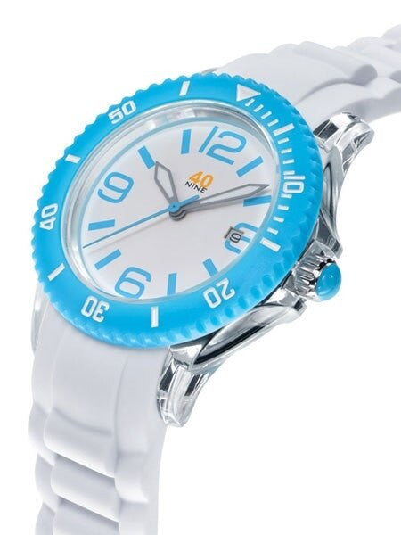 40Nine Clear Plastic 41.5mm Case with White Silicone Rubber Strap #40NINE03-SKYBLUE3