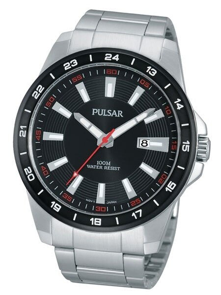 Pulsar Quartz Sport Watch with 46mm Case and Black Dial #PH9055X