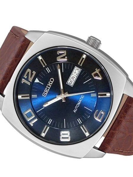Seiko Recraft Series Automatic Watch with 43.5mm Stainless Steel Case, Brown Leather Strap #SNKN37